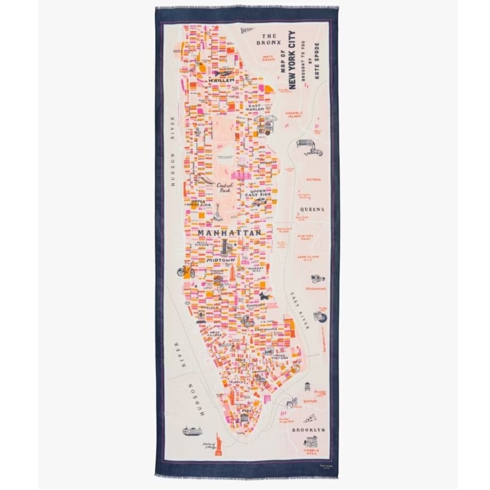 NWT kate spade Map of Manhattan Scarf - Picture 2 of 12